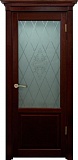 Межкомнатная дверь Классика-3, массив дуба, дверь остекленная (красное дерево)
