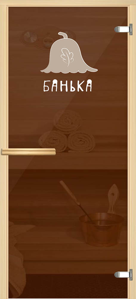 Дверь для сауны Банька-шапка, с рисунком