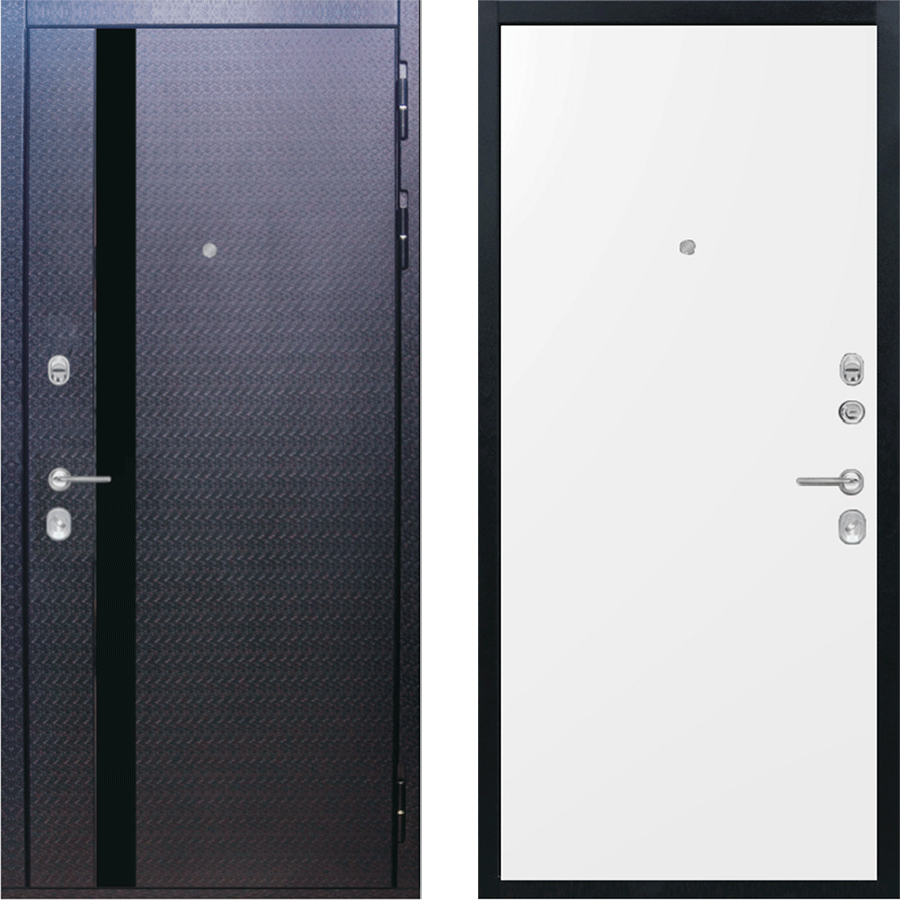 Дверь входная Люкс 3D, мозаика черная/Гладкая сноу