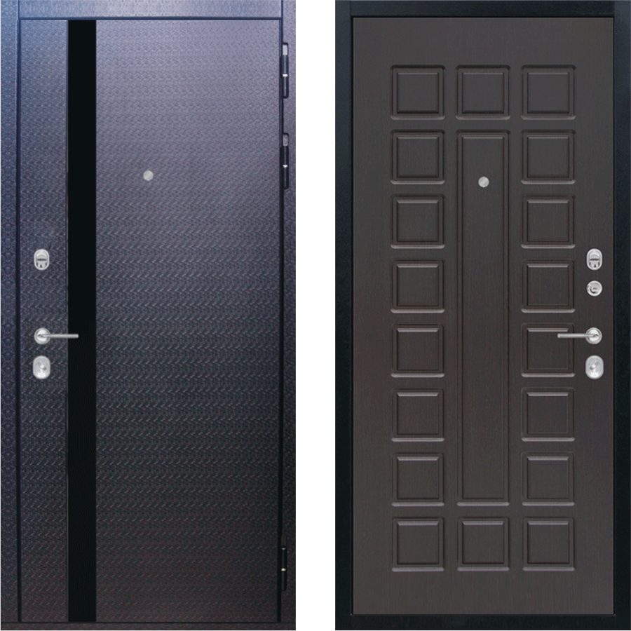 Дверь входная Люкс 3D, мозаика черная/183 венге
