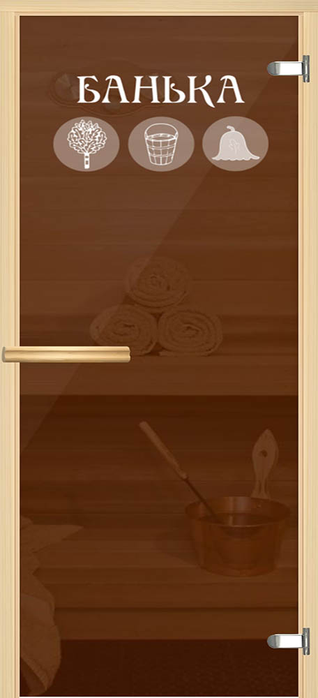 Дверь для бани Пиктограммы, с рисунком