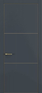 Квалитет К-11, гладкая дверь с молдингом, с золотой кромкой Alu Gold, цвет - графит премьер матовый