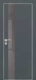 Межкомнатная дверь PX-10, гладкая матовая дверь со стеклом, кромка ALU (графит)