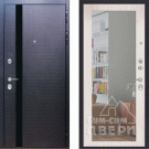 Дверь входная Люкс 3D, мозаика черная/сандал светлый, зеркало Стандарт