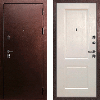 Дверь входная С-3/Панель экошпон PSU-28, металл 1.5 мм, 2 замка, медный антик/бланжевое дерево