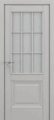 Классика Венеция АК, багет B2, дверь со стеклом английская решетка (матовый серый)