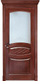Межкомнатная дверь Классика-8, массив дуба, дверь остекленная, с резьбой (красное дерево)