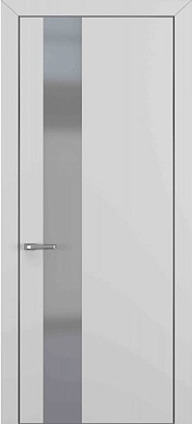 Квалитет К-3, гладкая дверь с вертикальным стеклом, с алюминиевой кромкой, серый матовый