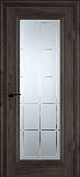 Межкомнатная дверь ДО PSC-35, стекло сатинат с гравировкой (дуб темный)