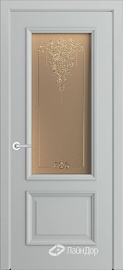 Кантри-П, классическая дверь со стеклом Версаль, эмаль серая