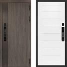 Дверь входная Ривьера/Техно-708 с электронным замком, дымчатый камень/белоснежный