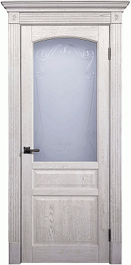 Классика-4, натуральный массив дуба, дверь со стеклом (прованс)