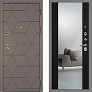 Дверь входная Тетра-181/PR-71Z с зеркалом, коричнево-серый/венге