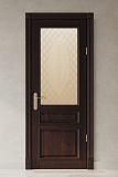 Межкомнатная дверь Империал-7 остекленная, массив дуба, красное дерево