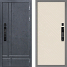 Дверь входная Скандинавия с электронным замком, бетон антрацит/бежевый