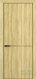 Квалитет К-10, гладкая дверь экошпон, с черной алюминиевой кромкой, дуб натуральный