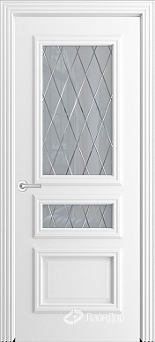 Межкомнатная дверь ДО Агата, стекло Лондон (эмаль белая)