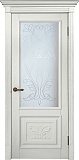 Межкомнатная дверь Империал-9 с резьбой, массив дуба, дверь со стеклом (белый)