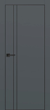 PX-20, гладкая матовая дверь c молдингом, черная кромка ALU Black (графит)