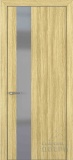 Квалитет К-3, гладкая дверь с вертикальным стеклом, с алюминиевой кромкой, экошпон, дуб натуральный
