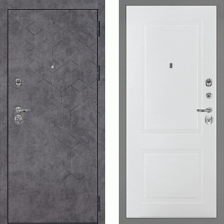 Дверь входная Тетра-126/PR-167, бетон темный/белый
