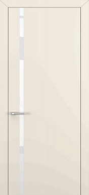 Квалитет К-1, гладкая дверь ПВХ с вертикальным стеклом, матовый крем