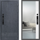Дверь входная Скандинавия с электронным замком, бетон антрацит/зеркало 