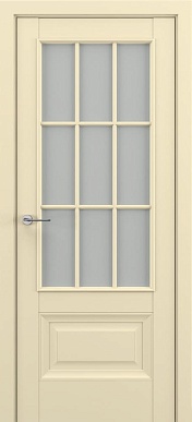 Классика Турин АК, багет B2, дверь со стеклом английская решетка (матовый крем)