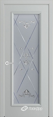Валенсия-1, дверь со стеклом Прима, эмаль серая