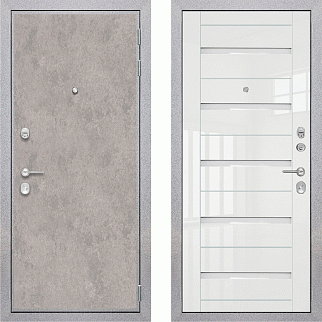 Дверь входная Лофт, бетон светлый/СБ-14 белый глянец