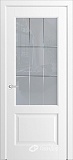 Межкомнатная дверь Кантри-К, дверь неоклассика со стеклом Решетка-2, эмаль белая