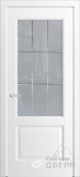Кантри-К, дверь неоклассика со стеклом Решетка-2, эмаль белая
