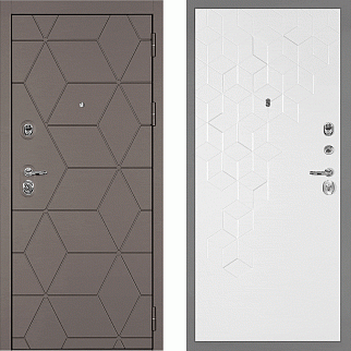 Дверь входная Тетра-181/PR-126, коричнево-серый/белый