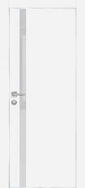 PX-8, гладкая матовая дверь со стеклом, кромка ALU (белый)