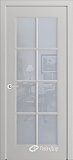 Межкомнатная дверь Аврора-ФП3, дверь с английской решеткой, стекло сатин матовый, эмаль грей