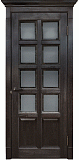 Межкомнатная дверь Классика-9, дверь из массива дуба, стекло Английская решетка, с фацетом (венге/серебро)