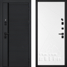 Дверь входная с черной ручкой Галактика-173/Панель PR-103, металл 1.5 мм, 2 замка, черный/белый