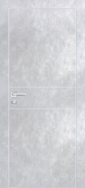 PX-15, гладкая дверь под бетон, кромка ALU (серый бетон)