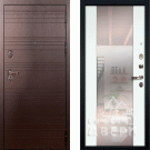 Дверь входная Легион-61 с зеркалом, ясень шоколад/шагрень белая