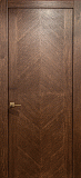 Межкомнатная дверь Дублин, гладкая дверь массив дуба (орех/черная патина)