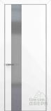 Квалитет К-3, гладкая дверь с вертикальным стеклом, с алюминиевой кромкой, белый матовый