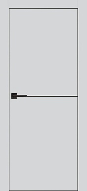 PX-19, гладкая матовая дверь c молдингом, черная кромка ALU Black (агат)