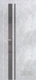 PX-16, гладкая дверь под бетон со стеклом, кромка ALU (серый бетон)