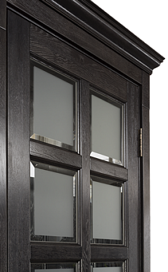 Классика-9, дверь из массива дуба, стекло Английская решетка, с фацетом (венге/серебро)