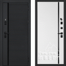 Дверь входная с черной ручкой Галактика-173/Панель PR-173, металл 1.5 мм, 2 замка, черный/белый