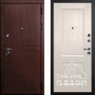 Дверь входная С-2/Панель экошпон PSU-28, металл 1.5 мм, 2 замка, орех премиум/бланжевое дерево