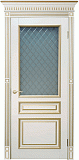 Межкомнатная дверь Империал-16, массив бука, дверь остекленная с золотой патиной (айсберг)