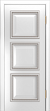 Межкомнатная дверь ДГ Грация-Д, багет Б006, патина (эмаль белая)