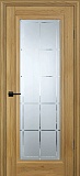 Межкомнатная дверь ДО PSC-35, стекло сатинат с гравировкой (дуб золотистый)