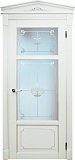 Межкомнатная дверь Империал-4, массив бука, дверь остекленная с патиной (айсберг)